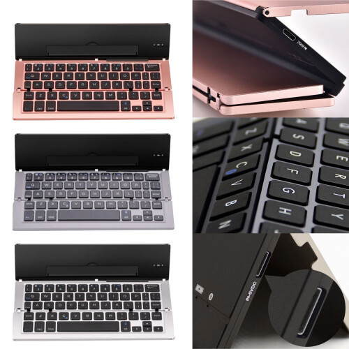 Bluetooth keyboard aluminum foldable 104-key 2