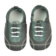 Kids Shoes for 0-2Y: Soft Leather Crawling & Walking Shoes with Suede Sole, Indoor Slippers – Grey, Size M, Compatible with Baby Feet