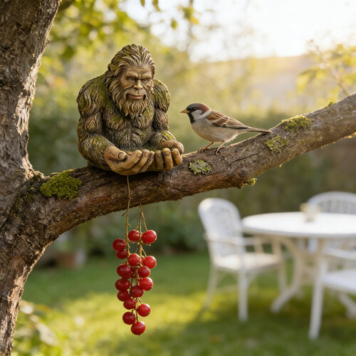 Ταΐστρα πουλιών Sasquatch από ρητίνη – Κρεμαστός κήπος εξωτερικού χώρου 2