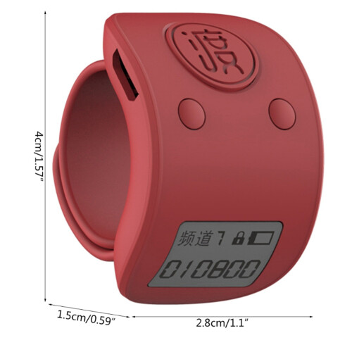 Digital LCD Electronic Finger Ring Hand Tally Counter 6 Digit Rechargeable Counters Clicker-Red