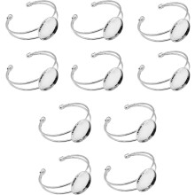 10 pezzi 25 mm Base regolabile per cabochon rotondi, vassoio per braccialetti fai da te, gioielli commemorativi, regali per lei – Argento