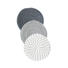 3 stks/pak Hittebestendige Placemat Antislip Katoenen Touw-Grijs
