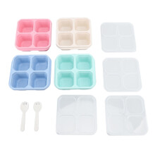 Caja apilable para snacks, reutilizable, hermética, con 4 compartimentos.
