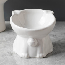 Keramická miska pro kočky s protiskluzovým dnem, vyvýšený krmítko o objemu 250 ml pro oporu krku, nepropastný design, snadné čištění