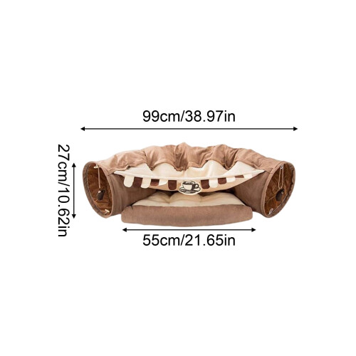 Cat Tunnel Bed Foldable Brown 2