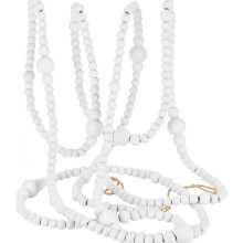 Guirlande de perles de bois de Noël ronde style ferme vintage blanc