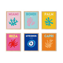 Preppy wanddecoratieset van 6 posters met reisthema