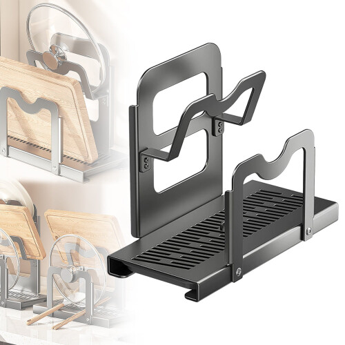 Multi-Functional Kitchen Pot Lid Storage Rack & Spoon Rest, Stovetop Organizer for Countertop Use While Cooking
