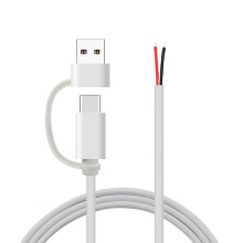 USB-C naar 2-pins kabel met open uiteinde (barreled wire) 5V/2A USB Type-C mannelijke 2-pins pigtail voedingskabel, vervangingskabel voor