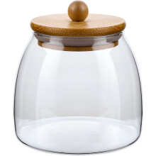 Glass Food Storage Jar with Wooden Lid, 500ml