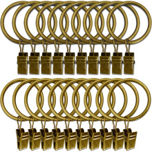 20 Pack Metal Curtain Rings with Clips, Curtain Clip Rings Hooks for Hanging Drapery Drapes Bows, Curtain Rod Rings 1.5 inch Interior Diameter, Black