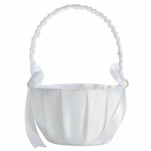 panier à fleurs de mariage, panier à fleurs en satin blanc avec nœud papillon, collection Pearl, panier pour demoiselle d'honneur (nœud papillon