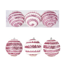 Large Pink Christmas Ball Ornaments, 3-Pack Plastic Tree