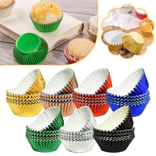 Aluminum Foil Baking Cups, Leak-Proof for Cakes and Desserts, Stackable and Eco-Friendly 2
