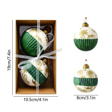 Green Glass Christmas Ornaments Set of 2, 8 cm
