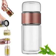 Tryteava Glass Infuser, 3-in-1 Smart Tea Infuser with Lid, Hot/Cold, Flip & Brew, for Blooming/Loose Leaf Tea & Coffee (420ml, Green)