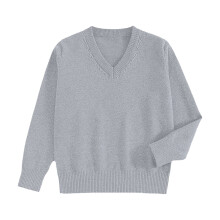 Damestrikk med polokrage, lys grå XS