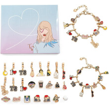 Calendrier de l'Avent 2025 avec bracelets à breloques – 22 perles + 2 bracelets, coffret surprise pour le compte à rebours de Noël, cadeau pour