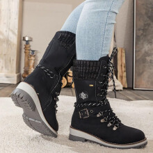 Botines negros de mujer, cálidos, lisos, para otoño/invierno, talla 38.