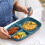 Plastic Divided Dinner Plates 10*7 In Square Lightweight Buffet Plates Three-Cell Grid Green Stackable Plates 1