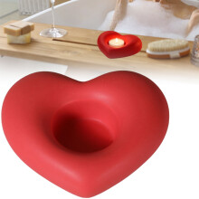 Heart-Shaped Ceramic Candle Holders, 4.5", Watermelon Red
