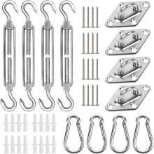 Kit d'accessoires pour voile d'ombrage – Câble de tension en acier de 7,3 m avec treuil, œillets et mousquetons – Compatible avec les voiles