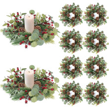 Mini-Kerzenringe aus grünem Buchsbaumholz, 7,6 cm (3 Zoll), 8 Stück