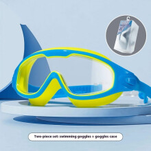 Kids Swimming Goggles for 8-13 Years – Anti-Fog, Waterproof, Anti-Shattered Lens, No-Leak (Transparent Lake Blue/Yellow)