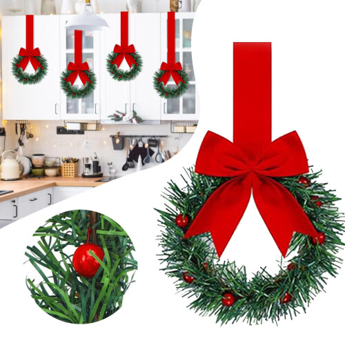 Mini Artificial Christmas Wreath with Red Berries and Gold