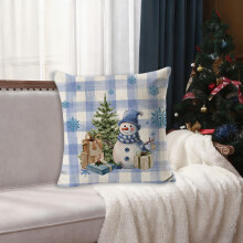 Housses de coussin de Noël 45 x 45 cm, motif sapin bleu et ferme