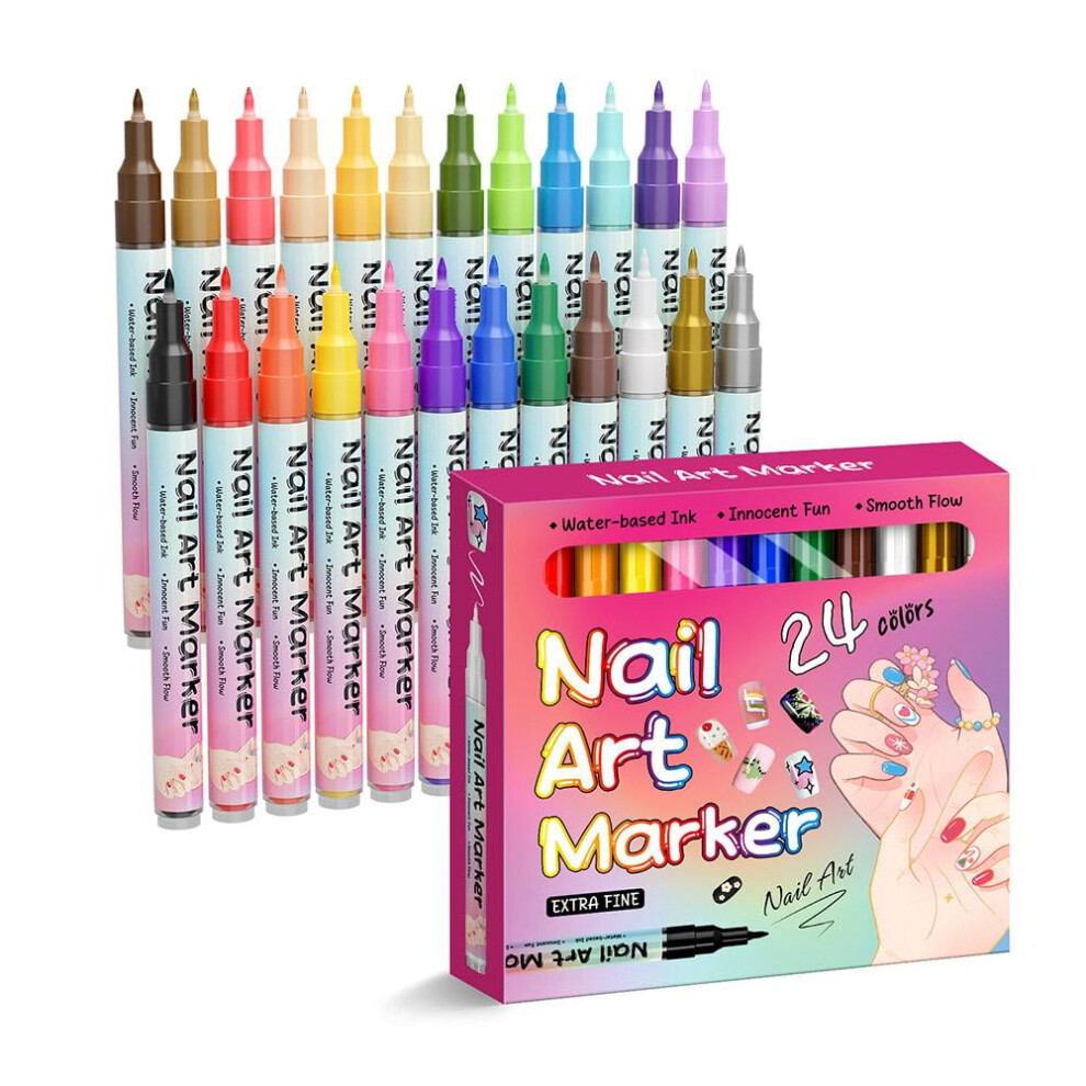Waterproof Nail Art Pen Set â 0.5mm Tip, 12 or 24 Colours