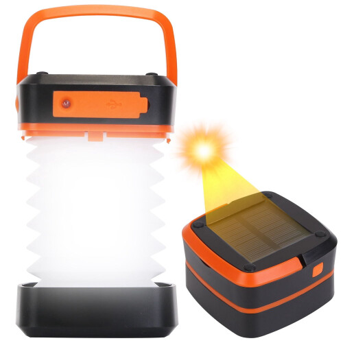 Solar LED Camping Lantern, Collapsible & USB Rechargeable