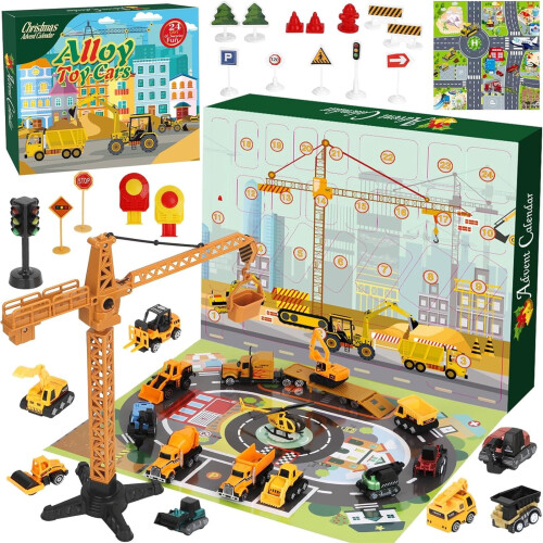 Calendar de Advent cu Vehicule de Construcții Retractabile, 24 de Zile 1