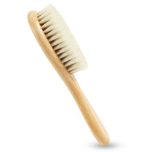 Soft Baby Hair Brush with Wooden Handle, Soft Bristles for Newborns & Toddlers, Wet/Dry Use – Compatible with All Infant Hair Types
