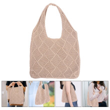 Tkaná taška Tote Bag Khaki Ľahká plážová taška Prenosná veľká kapacita Ležérna kabelka