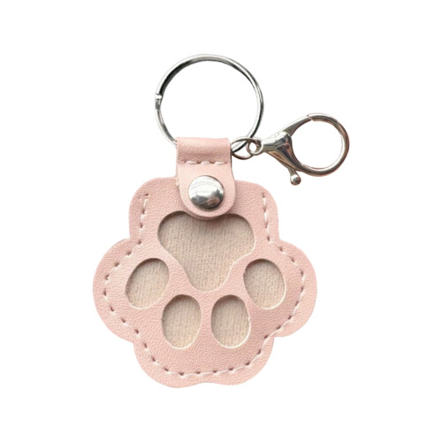 Porte-clés en cuir en forme de patte de chat rose clair (1 pièce)