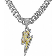 Náhrdelník Lightning Bolt CZ pre mužov, pozlátený 18K zlatom, kubánsky