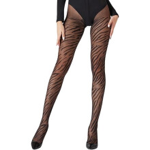 Women's sheer zebra print tights black one size