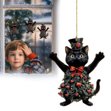 Adorno navideño de gato acrílico con diseño adorable (1 pieza)