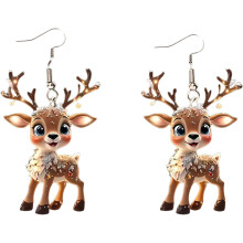 Kerstoorbellen met schattige kleine rendiertjes en elanden van acryl, creatief ontwerp, kerstoorbellen voor vrouwen, kerstfeest, cosplay sieraden