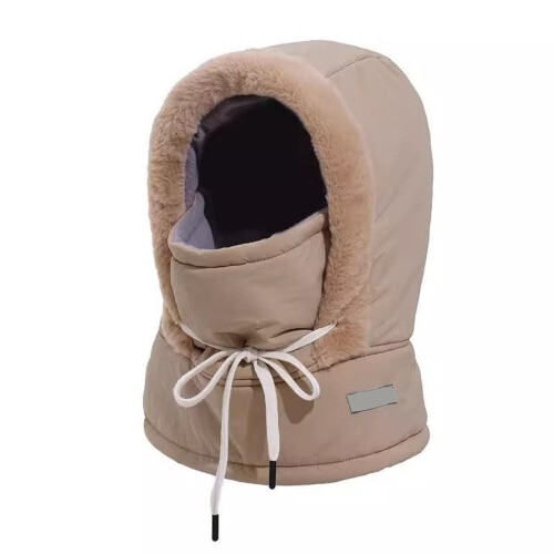 Bonnet d'hiver avec masque intégré, doublé polaire kaki