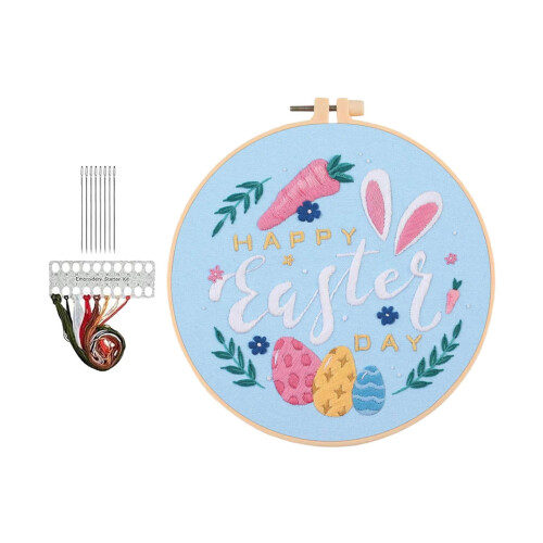Easter Embroidery Kit for Beginners & Adults – DIY Starter Set with Cute Patterns, Threads, Instructions