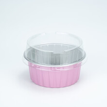 50Pcs Pink Mini Aluminum Foil Cupcake Liners, 5oz with Lids, Disposable for Cupcakes, Muffins, Pudding, Cheesecake