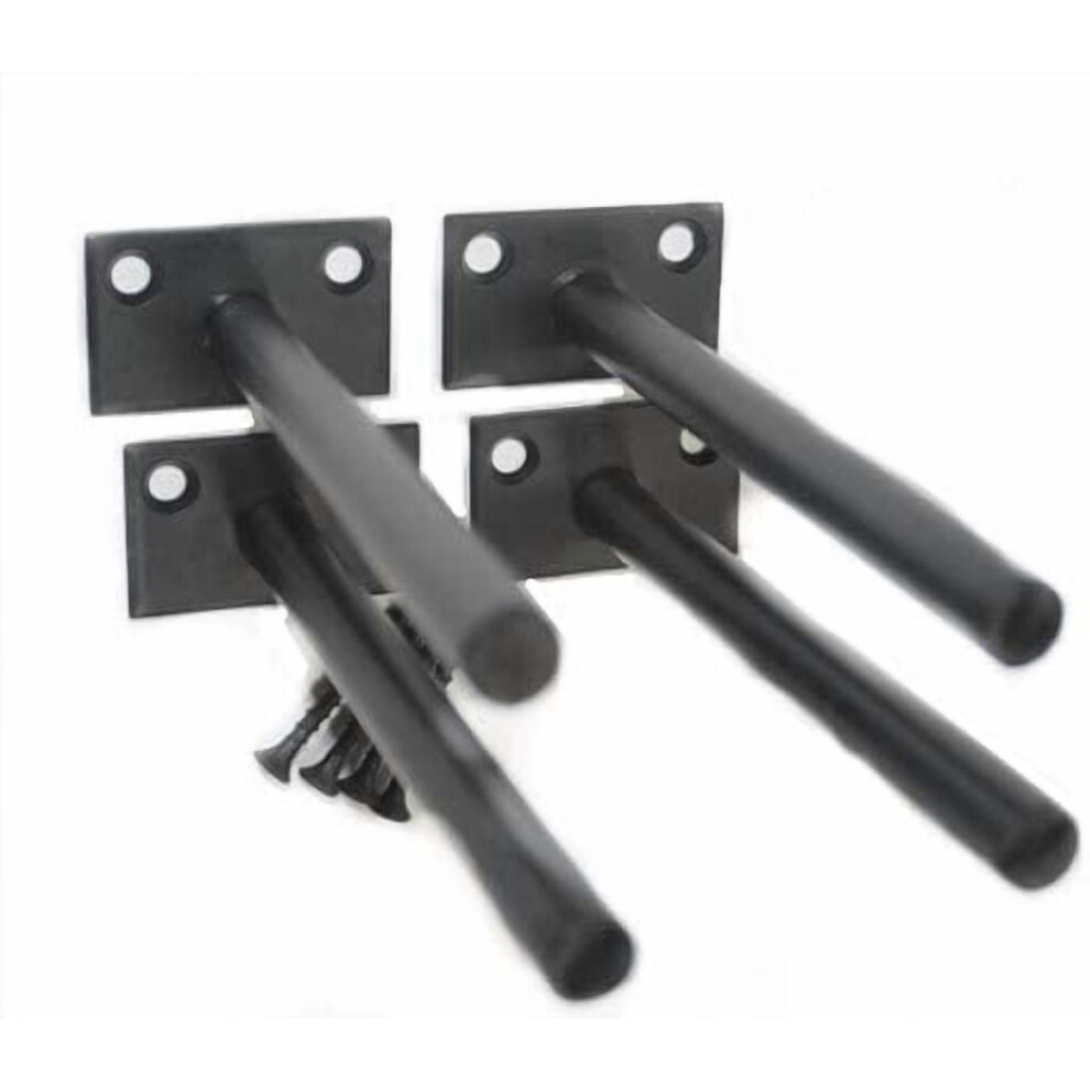 4 Pcs 5" Black Solid Steel Floating Shelf Brackets Â Hidden & Concealed Supports For Wood Shelves, Screws & Plugs Included 9405492948259