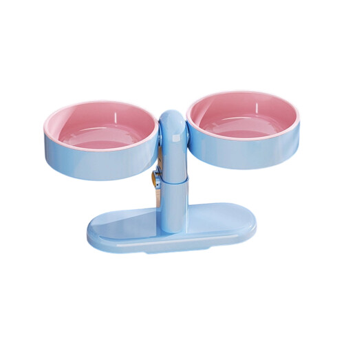 Ανυψωμένο ρυθμιζόμενο περιστρεφόμενο μπολ γάτας μπλε