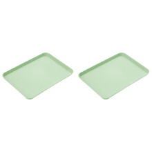 Bandeja rectangular de plástico verde para servir, 13,38 x 9,44 pulgadas.