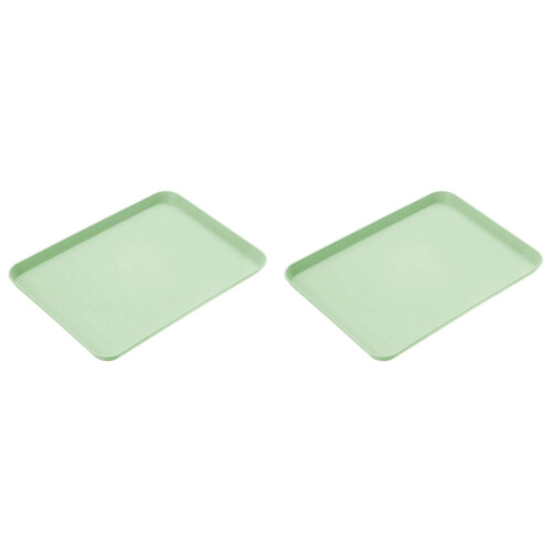 Bandeja rectangular de plástico verde para servir, 13,38 x 9,44 pulgadas.