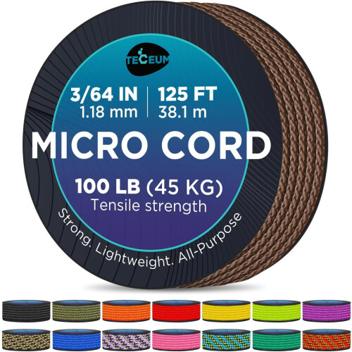 Μικρό Paracord 1,18 χιλ.  125 πόδια Χάλκινο Καφέ