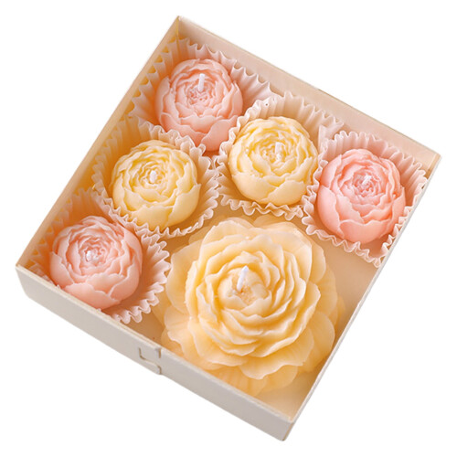 Peony-Shaped Scented Candles Soy Wax 6 Pack 1