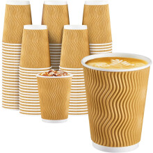 Vasos de café de 355 ml (12 oz) con aislamiento térmico y paredes onduladas, paquete de 150 unidades.